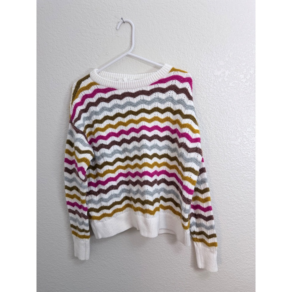 Lou & Grey for LOFT Chevron Zigzag Crewneck Sweater Multicolor XS